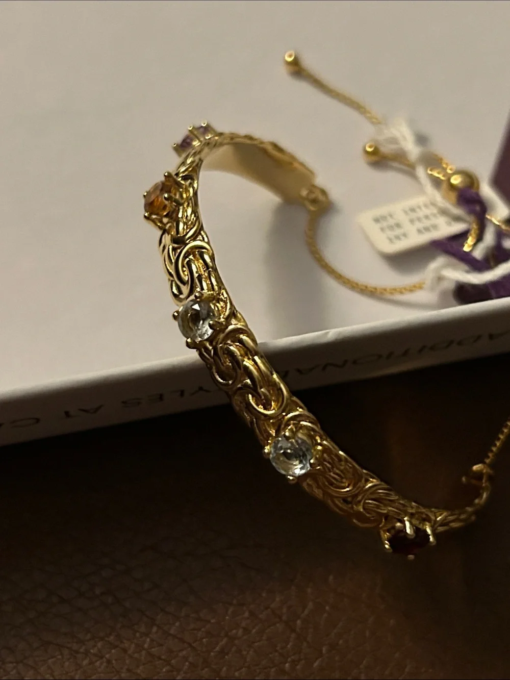 Donna Gemma adjustable multi gem Byzantine Bolo bracelet.